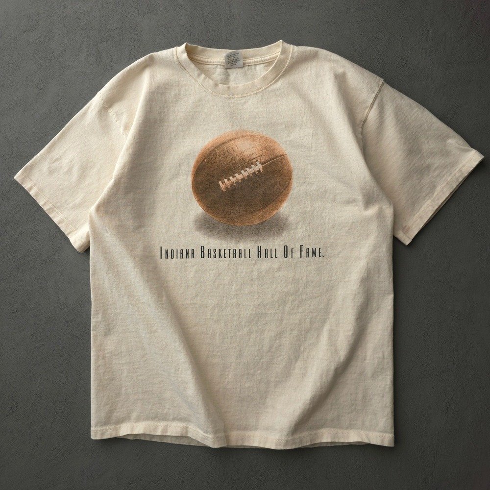 Soffe T-Shirt Mens Large Cream Indiana Basketball Hall Of Fame Tee Vintage 90s